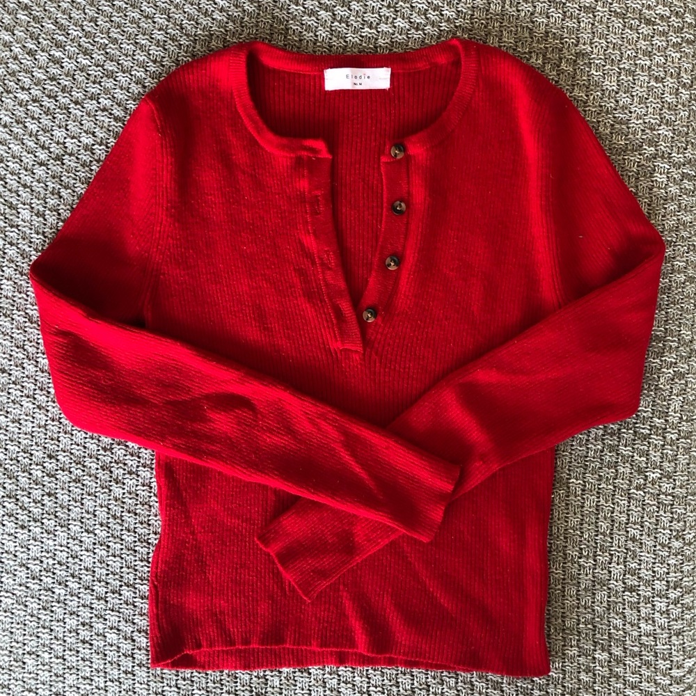 Henley style ribbed sweater